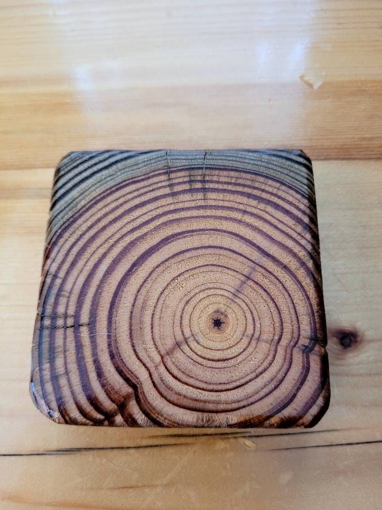 End Grain Wooden Coasters Made From Reclaimed Wood Etsy