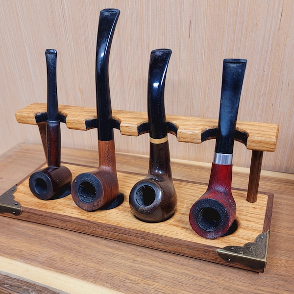 Pipe Stand display with tobacco jar storage