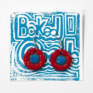 Turquoise Ceramic Donut Hole Earrings