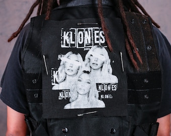 Katoenen patch zeefdruk - punk emo goth-stijl, 9 x 8,5 inch