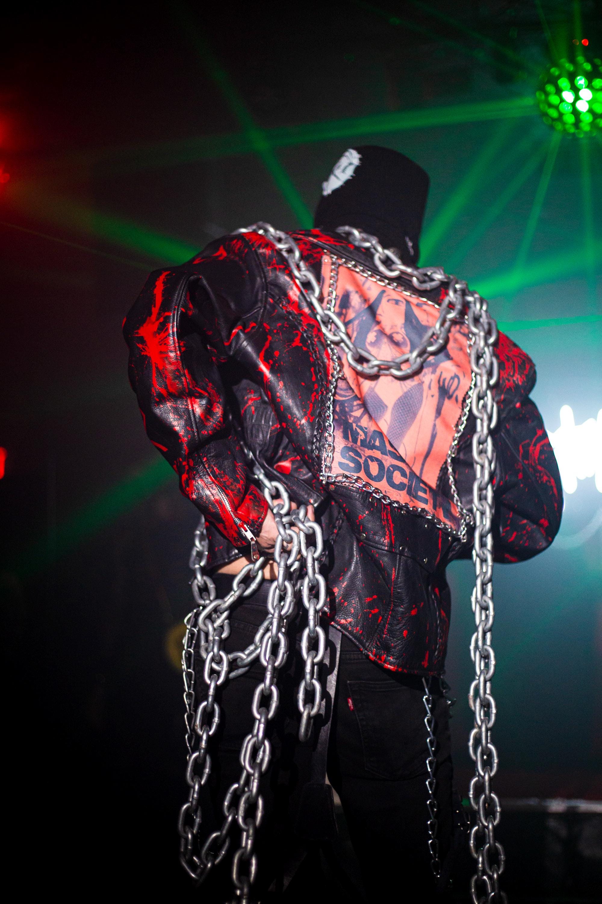 Punk Rock Battle Coats Vintage Hand-Painted Leather Biker Jacket Alternative Fashion