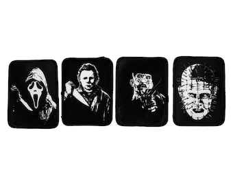Toppe di film horror - Confezione da 4, da cucire su gilet da battaglia per abbigliamento punk