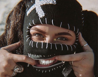 Zipper Mouth Ski Mask Balaclava Gimp Mask Face Mask Winter Clothing Black Beanie Women Balaclava Christmas Streetwear Winter Hat