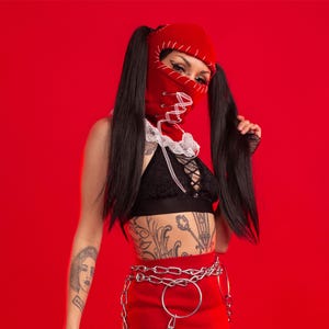 Balaclava Ski Mask Winter Clothing Black Beanie Red Balaclava Women Balaclava Christmas Streetwear Winter Face Mask Winter Hat