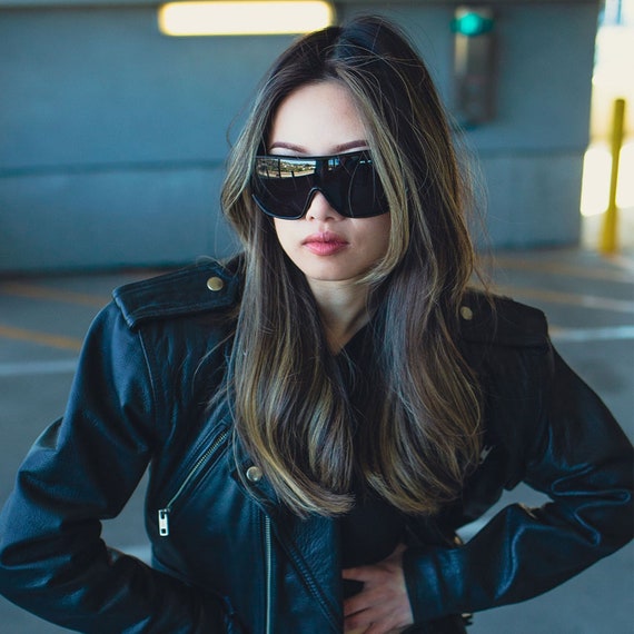 Sunglasses: Shield Sunglasses, metal — Fashion