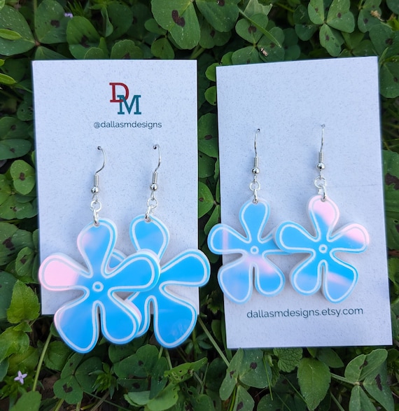 ピアス Colored Ice Flower Earrings Iridescent Spongebob Flower Earrings | Acrylic Flower