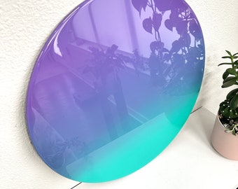 Resin Painting Gradient Hombre resin art. 18&quot; round pop art Purple to Teal