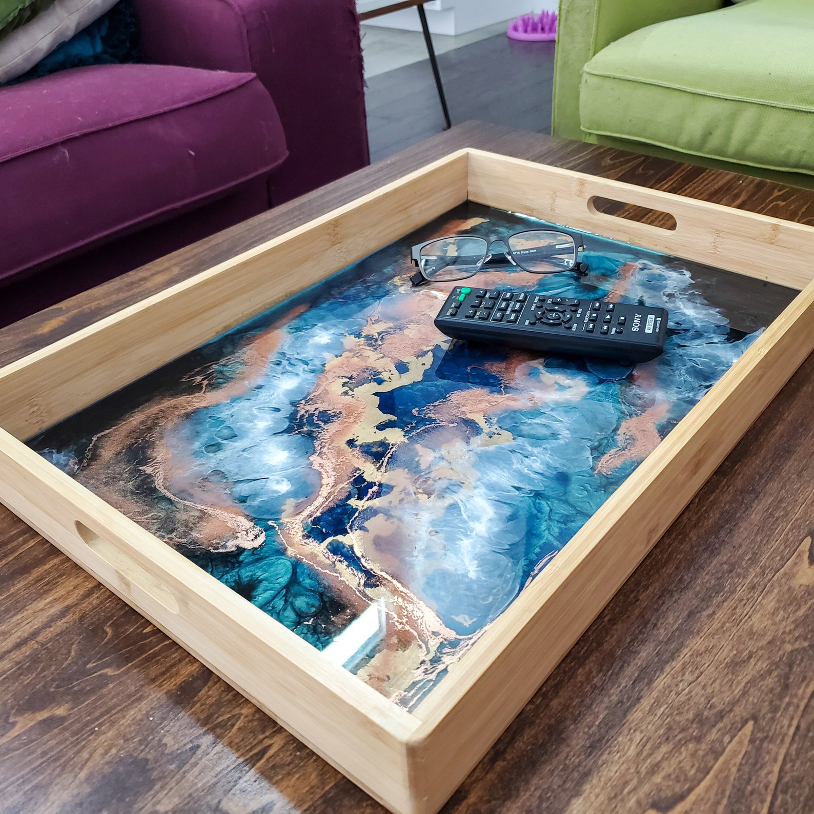 Wood and Resin Tray Resin Art Resin Serving Tray Home Etsy