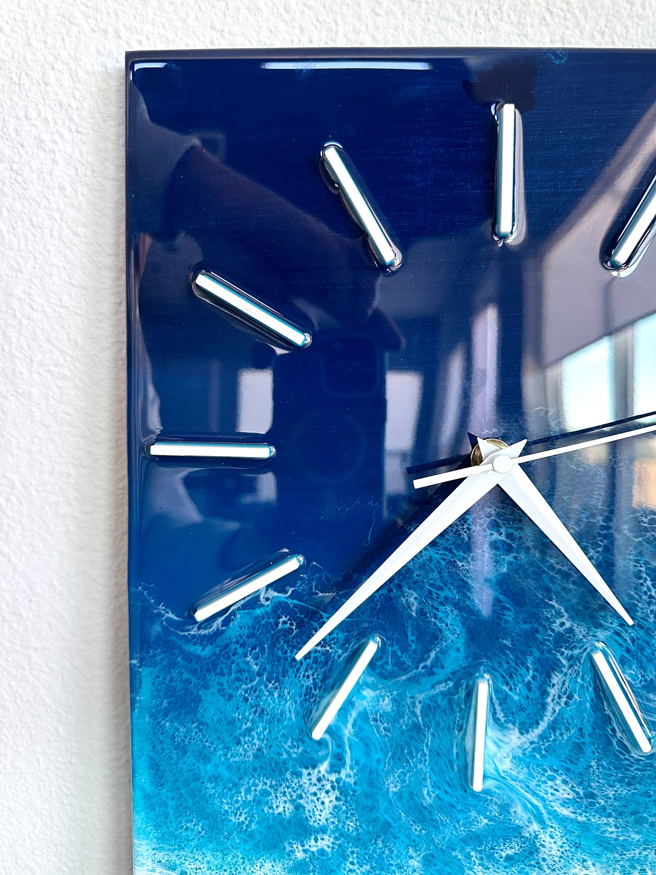 Resin Art Clock Ocean Wave Clock Handmade 10x20 - Etsy