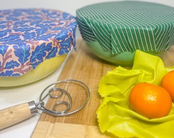 Beeswax Food Wraps Set of 3 – Reusable Eco-Friendly Kitchen Wraps | Zero Waste, Plastic Free Storage