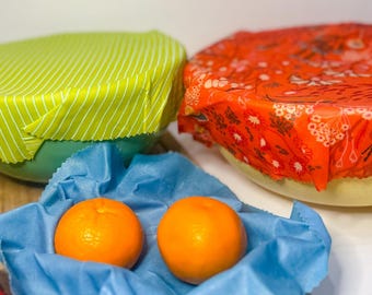 Beeswax Food Wraps Set of 3 – Reusable Eco-Friendly Kitchen Wraps | Zero Waste, Plastic Free Storage