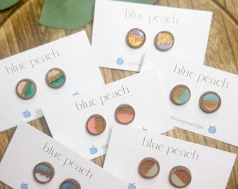 Painted Wooden Stud Earrings | Handmade Minimalist Earrings | Lightweight Hypoallergenic Jewelry | Gift for Her | Boho Wood Studs