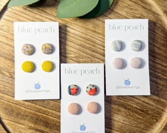 Small Fabric Stud Earrings – Handmade, Lightweight, Hypoallergenic | Minimalist Everyday Jewelry