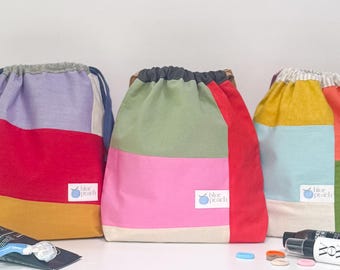 Drawstring Cosmetic Bag – Travel Makeup Bag, Reusable Toiletry Pouch | Handmade, Gift for Her