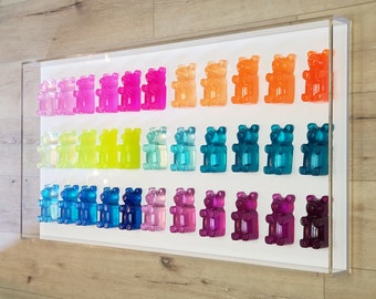 Iconic Wall Art, Giant Gummy Bear Wall Decor, Modern Pop Art, 33 Resin Bears, Kitchen Wall Art,Nursery Decor, Business Decor,Pop Culture Art