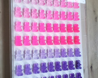Candy Inspired Resin Gummy Bear Shadow Box: Modern Pop Art Wall Decor
