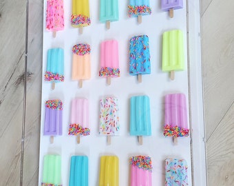 3D Resin Ice Cream Bar Sculpture, Whimsical Wall Art, Kids Room Decor (18x24x4 Inch)