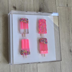 Nursery Vibrant Resin Popsicle Wall Art for Kitchen or Nursery, Modern Shadow Box Decor