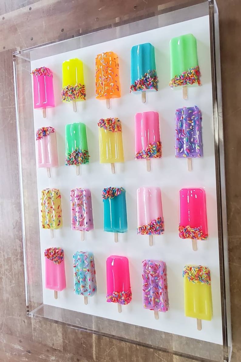 Colorful Pop Art Popsicle Wall Decor, Unique Resin Kitchen and Nursery