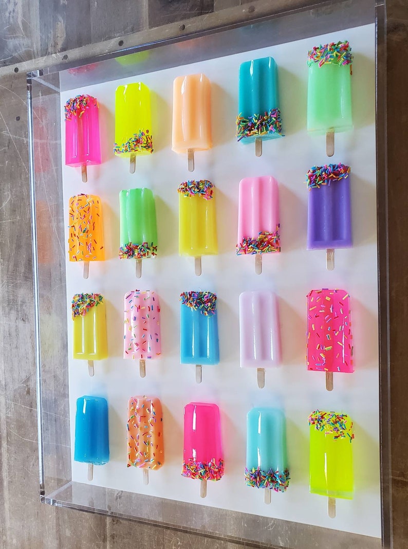 Colorful Pop Art Popsicle Wall Decor, Unique Resin Kitchen and Nursery