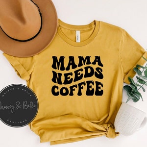 "Mama Needs Coffee" Graphic Tee - Women's Funny T-Shirt, Cotton Blend Short Sleeve Top - View #5