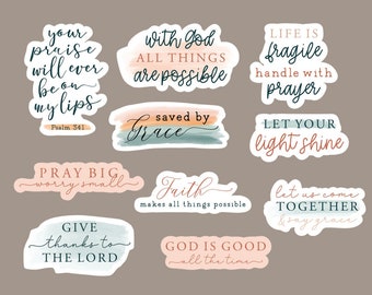 Christian Sticker Pack, Christian Stickers, Religious Stickers, Christian Sticker Set, God Stickers, Water Bottle Sticker, Laptop Sticker,