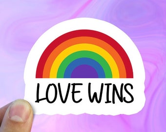 Love Wins Sticker, LGBTQ Sticker, Pride Sticker, Rainbow Sticker, Pride Stickers, Laptop Sticker, Water Bottle Sticker, Gay Pride