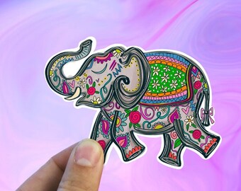 2x Herz-Aufkleber 15 Cm – Mandala Elefant, Indischer Stil – Für Laptop, Koffer, Scrapbooking