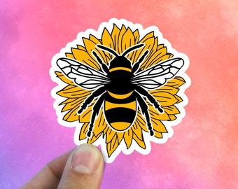 Bee Sticker, Sunflower Sticker, Yellow Sticker, Yellow Stickers, Water Bottle Sticker, Laptop Sticker, Laptop Decal