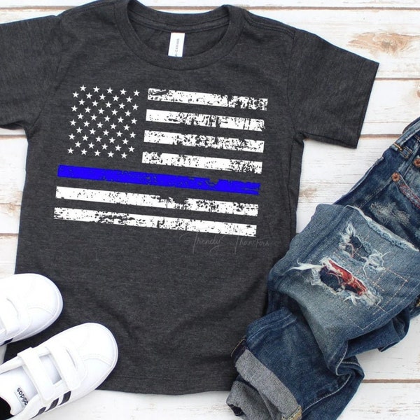 Thin Blue Line Shirt, Police Officer Shirt, Police Officer Youth Shirt, Police Shirt, Blue Line Flag Shirt, Blue Line Shirt, Police Flag