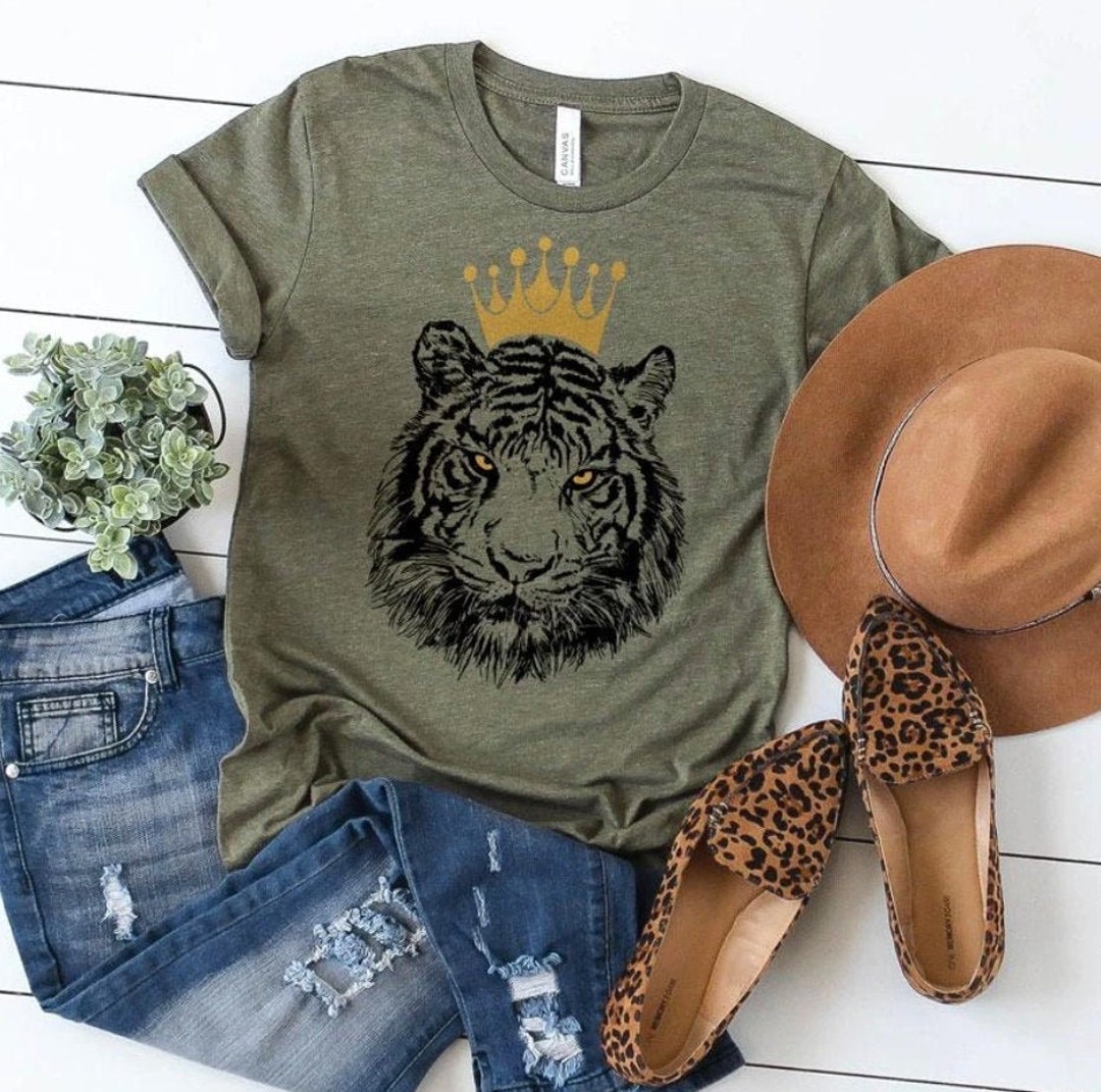 Tiger Shirt Tiger Crown Shirt Tiger Shirt Tigers Tiger - Etsy