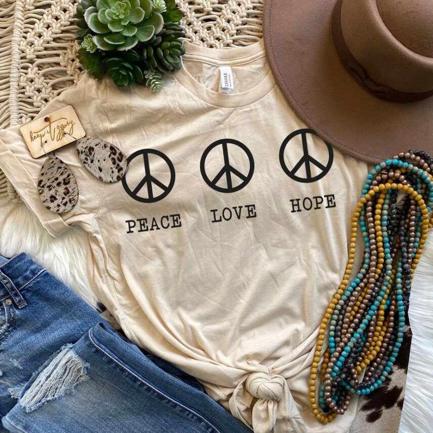 Peace Love Hope Shirt Peace Love Hope T-shirt Peace Shirt - Etsy