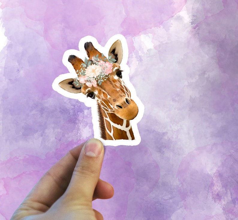 Giraffe Sticker Floral Giraffe Sticker Cute Giraffe Sticker Etsy