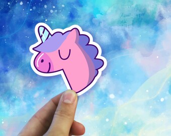 Cute Unicorn Sticker, Pink Unicorn Sticker, Water Bottle Sticker, Macbook Sticker, Laptop Sticker