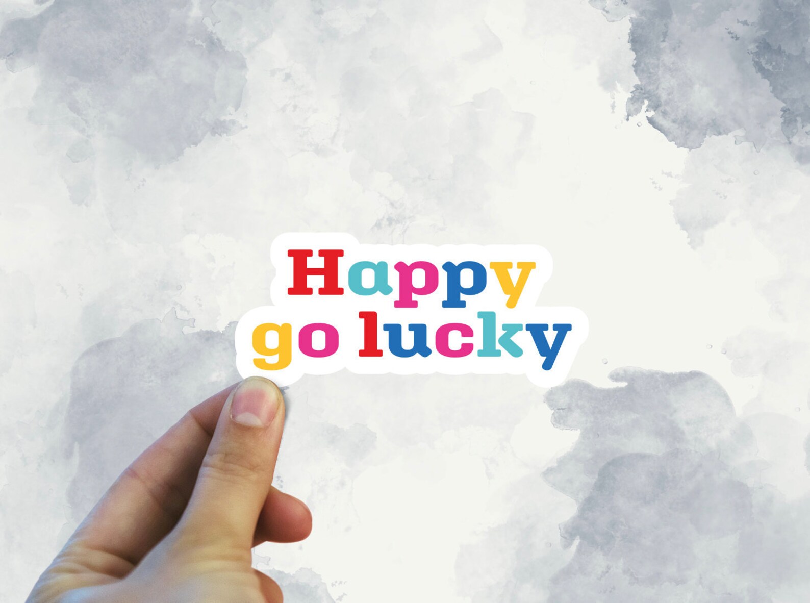 Happy Go Lucky Sticker Quote Sticker Water Bottle Sticker Etsy