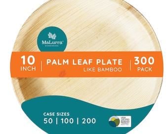 Palm Leaf Plates: Biodegradable Disposable Dinnerware, 6-10 Inch (Pack of 300)