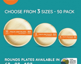 Palm Leaf Plates: Biodegradable Disposable Dinnerware, 50 Pack