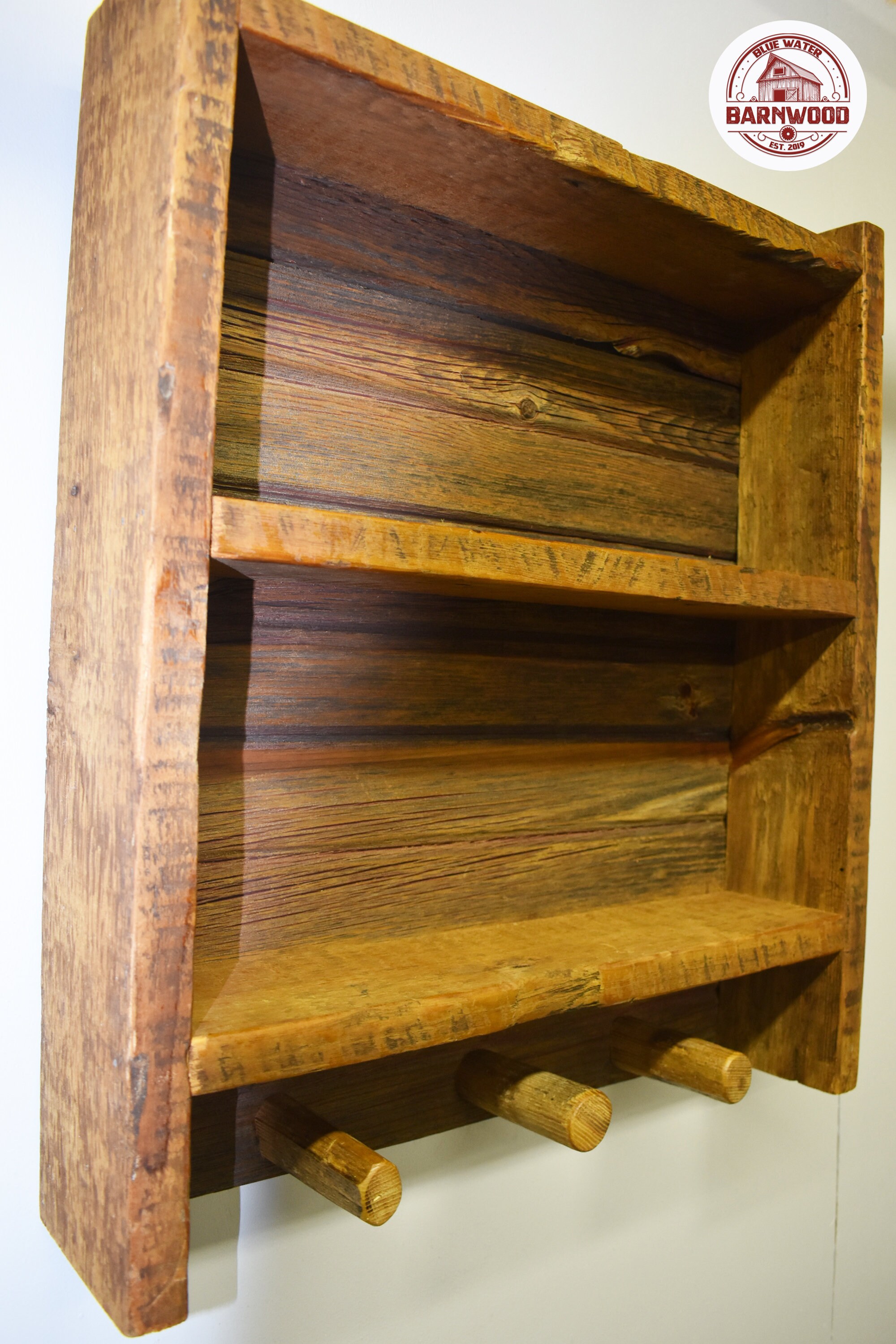 Reclaimed Barn Wood Shelves with Original Timber Peg Hangers Etsy