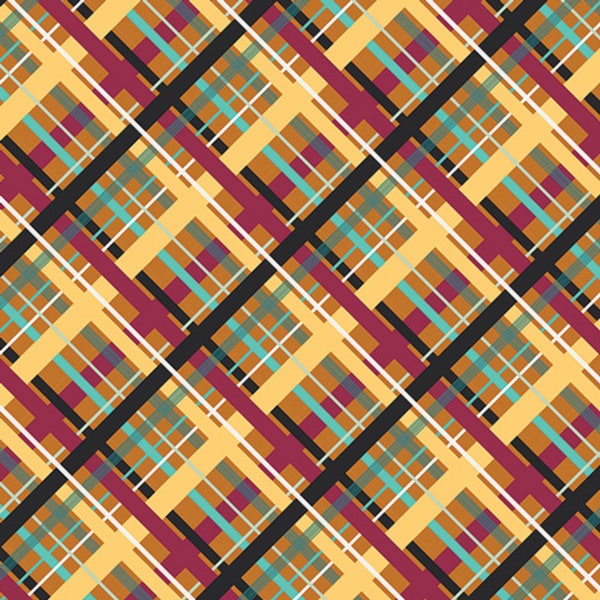 Tartan Plaid Fabric, Kleurrijke Scandinavische Plaid, Art Galley Fabric op maat gesneden, Nordika Diagonal Plaid, Cotton Fabric Sale