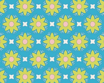 Floral Retro Quilting Fabric | 70s fabric | Flower Power Cotton Fabric