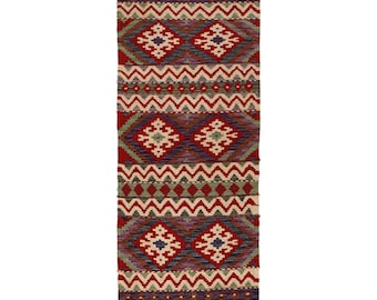 Hand Woven Wool Chobi Kilim Runner, Natural Earthy Flatweave Hallway Rug (2x6)
