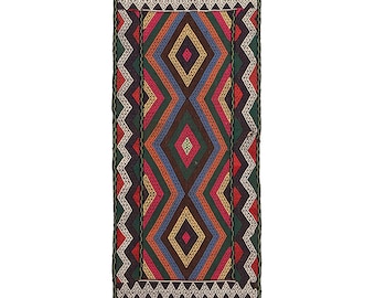 Hand Woven Wool Suzani Kilim Runner, Multicolor Afghan Floral Tribal Carpet 2x6