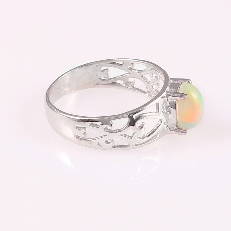 Natural Ethiopian Opal Ring...925 Sterling Silver Ethiopian wello Opal Ring...wedding Ring...size 6x8 mm Oval Cabochon..#R136
