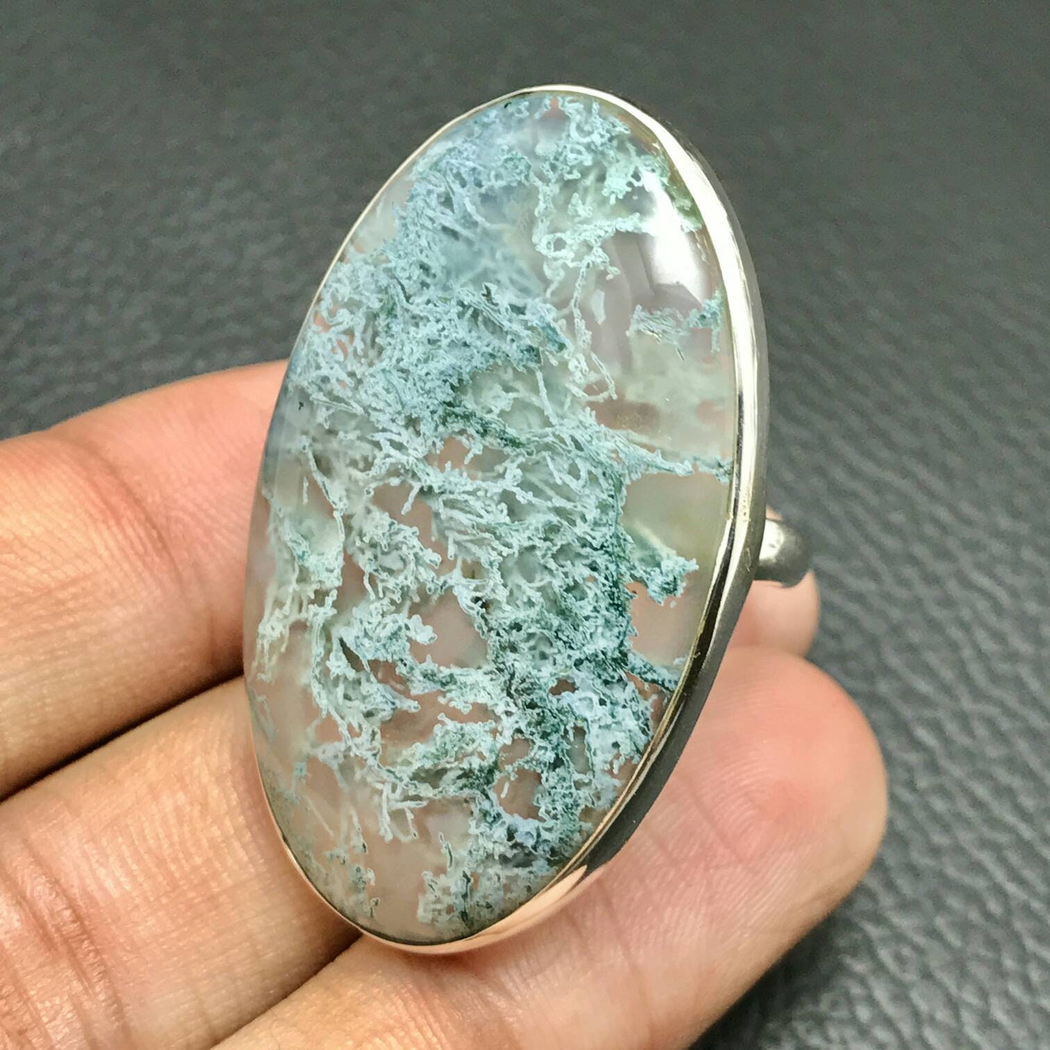 Handmade Natural Moss Agate Ring..925 Sterling Silver | Etsy