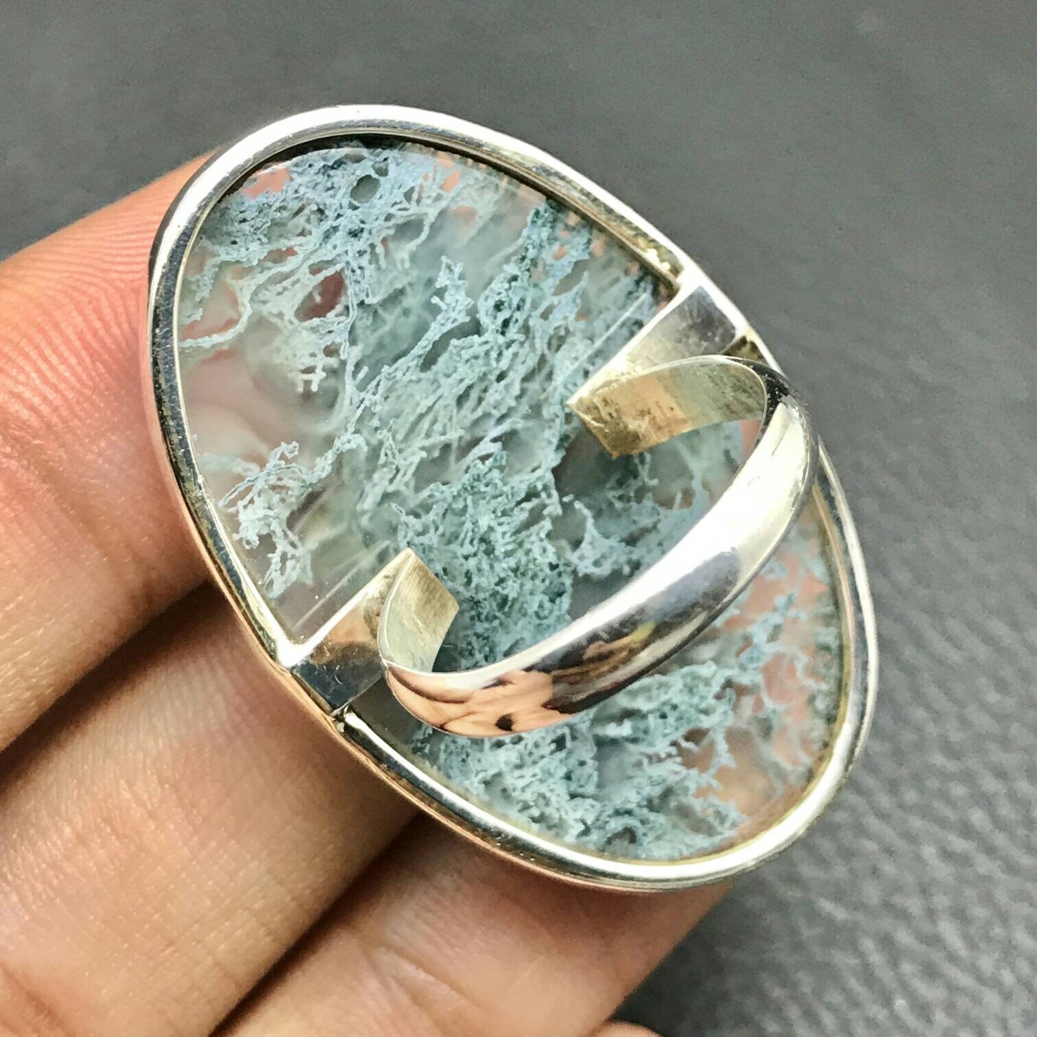 Handmade Natural Moss Agate Ring..925 Sterling Silver | Etsy