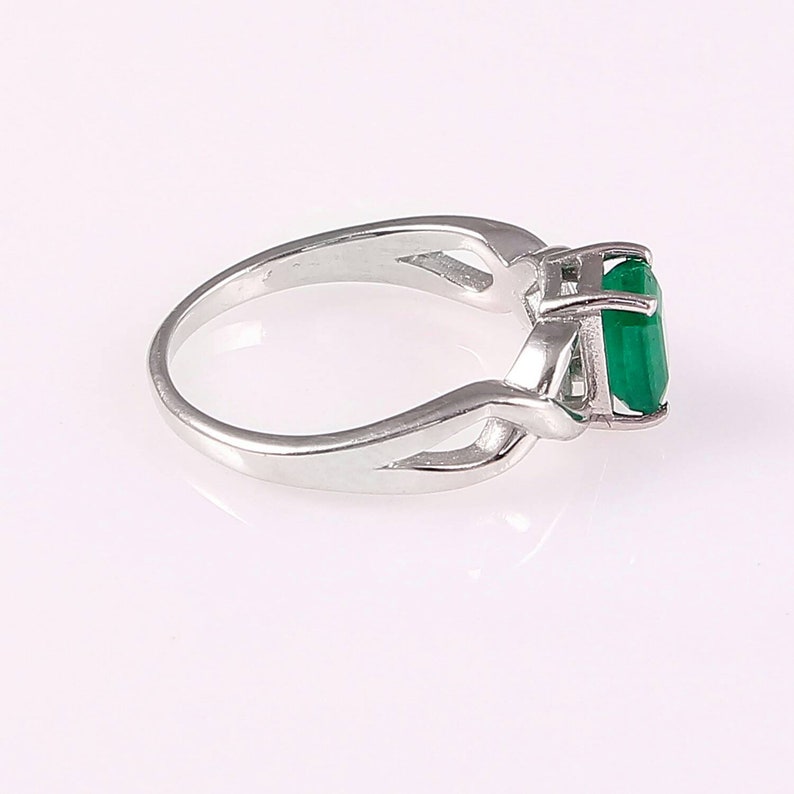 Natural Emerald Ring...925 Sterling Silver Emerald Ring...wedding Ring...6x5.5 mm Octagon Cutstone..#R133