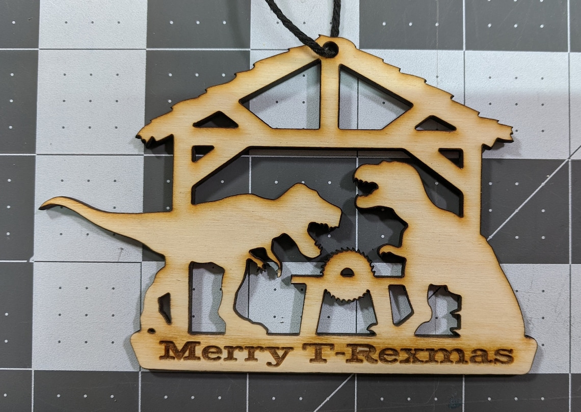 Two Trexes Fighting Over a Table Saw Ornament Etsy Denmark