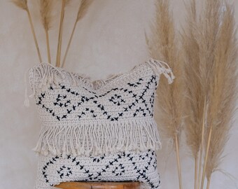 Boho Macrame Cushion Cover with Tassels -Kylan