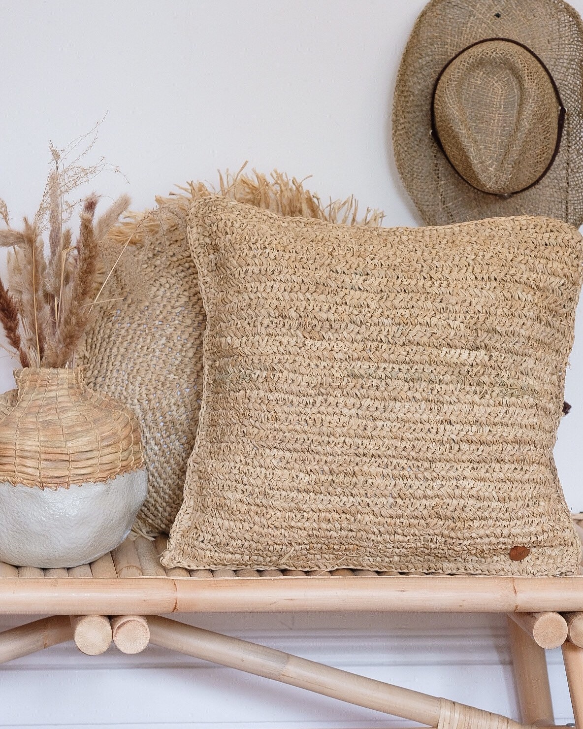 raffia cushion