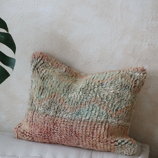 Vintage Moroccan cushion | Mint - handwoven double sided carpet cushion